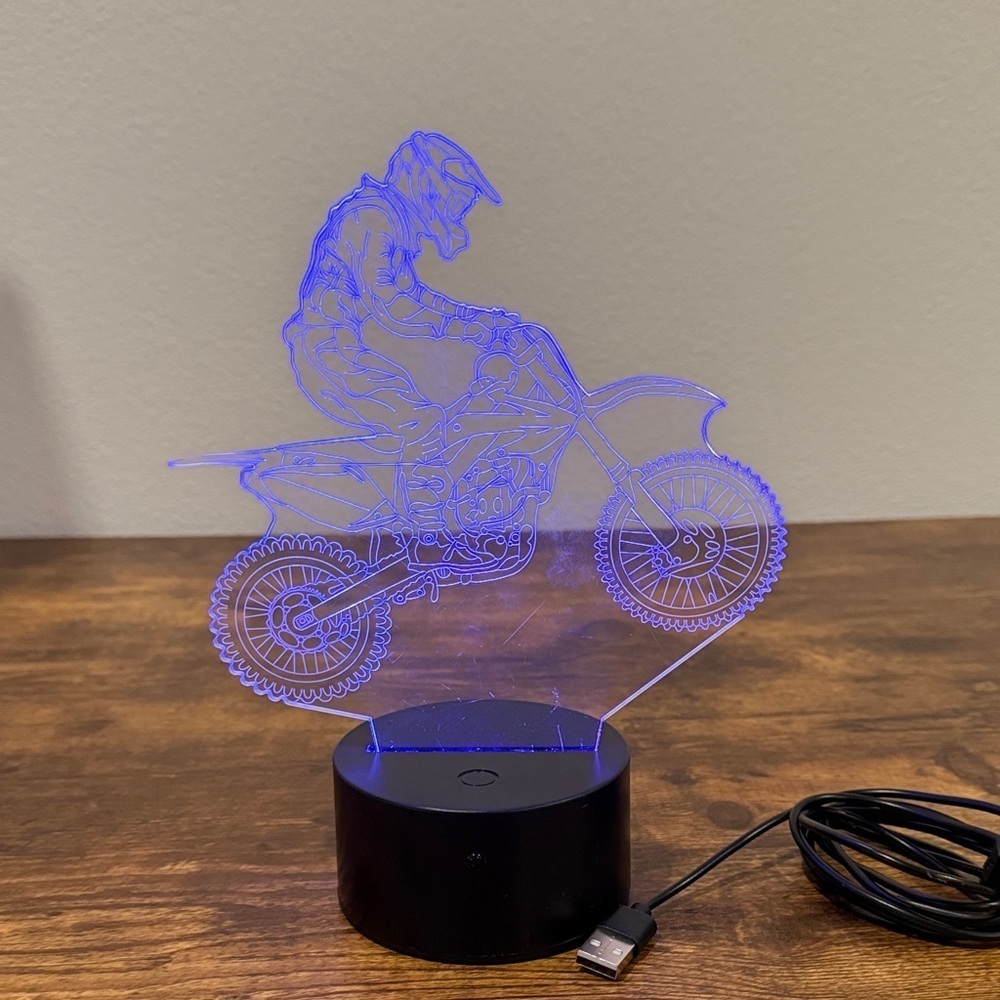 Blue LED Motorcycle 3D Night Light